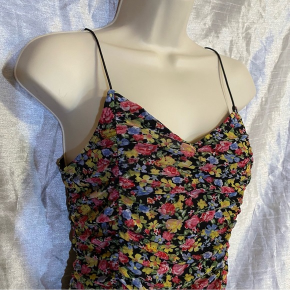 Crave Fame top, L, GUC, no fabric tags, lined ruched nylon mesh, stretch straps - Picture 2 of 7